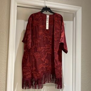 Chico’s L/XL chenille ruana red